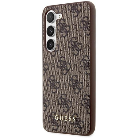 Etui Guess GUHCS23SG4GFBR S23 S911 - brązowe 4G Metal Gold Logo