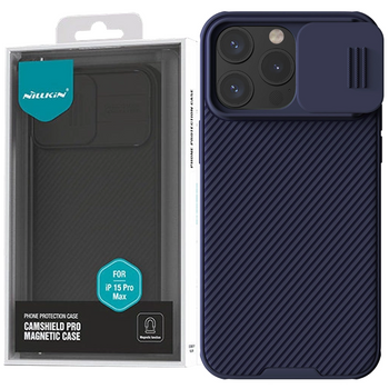 Pancerne etui Nillkin CamShield Pro Magnetic Case do iPhone 15 Pro Max z osłoną na aparat - fioletowe