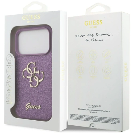 GUESS ETUI FIXED GLITTER BIG 4G DO IPHONE 17 PRO POKROWIEC WYSOKIEJ