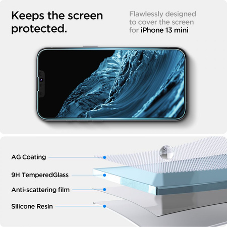 SPIGEN SZKŁO HARTOWANE GLAS.TR EZ FIT DO IPHONE 13 MINI 2 SZTUKI W ZESTAWIE