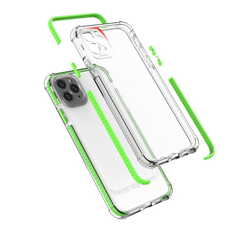 Spring Armor żelowy elastyczny pancerny pokrowiec z kolorową ramką do iPhone 11 Pro Max zielony