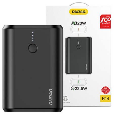 Dudao powerbank 10000 mAh Power Delivery Quick Charge 3.0 22,5 W czarny (K14_Black)