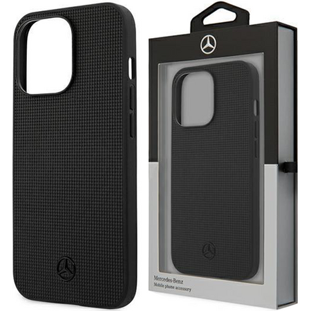 Mercedes MEHCP13LMBLBK iPhone 13 Pro / 13 6,1" czarny/black hardcase Leather Meshed Metal Logo