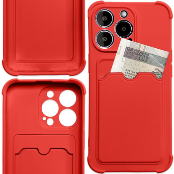 Card Armor Case etui pokrowiec do Xiaomi Redmi Note 10 / Redmi Note 10S portfel na kartę silikonowe pancerne etui Air Bag czerwony