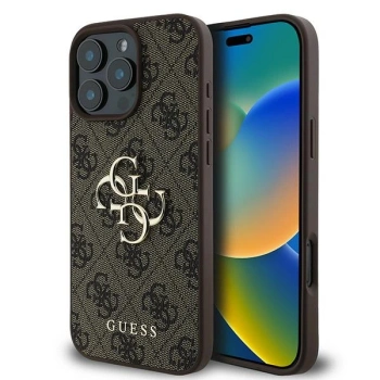 GUESS ETUI HARD CASE DO IPHONE 16 PRO 6.3 4G BIG LOGO Z MODNYM WYKOŃCZENIEM