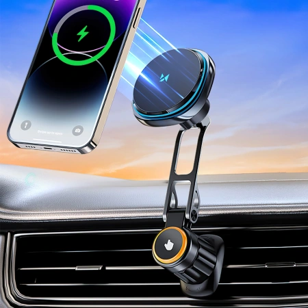 WOZINSKY UCHWYT SAMOCHODOWY WCT5-6S2Y Z ŁADOWARKĄ INDUKCYJNĄ QI MAGSAFE