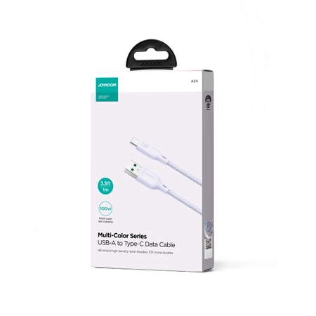 Kabel Joyroom Multi-Color Series SA34-AC6 USB-A / USB-C 100W szybki transfer 1m - fioletowy