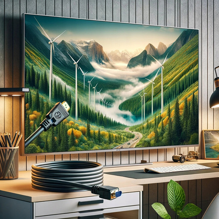 CO2 KABEL VGA - HDMI PRZEJŚCIÓWKA KONWERTER ADAPTER FULL HD 1080P 60HZ 1M