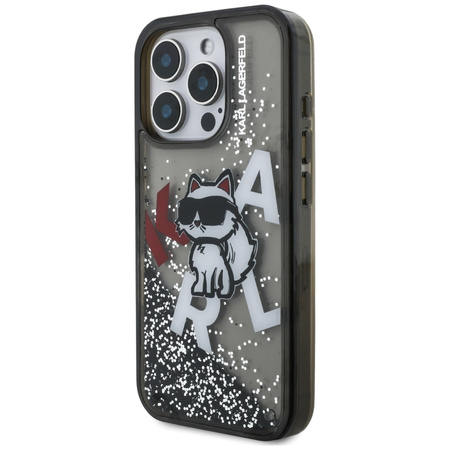 Etui Karl Lagerfeld Liquid Glitter       Choupette Logo do iPhone 16 Pro czarny