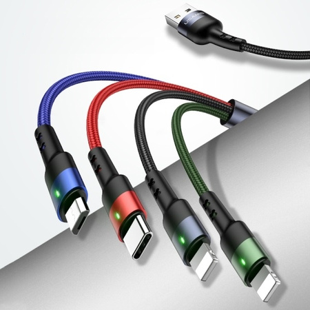 USAMS Kabel pleciony U26 4w1 3m 2AFast Charge (2xlightning/microUSB/USB-C) SJ413USB01 (US-SJ413)