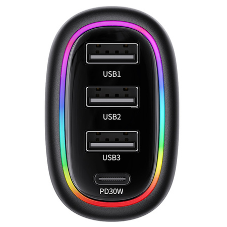 USAMS ŁADOWARKA SAMOCHODOWA 48W 1XUSB-C 3XUSB-A DO SMARTFONÓW FAST CHARGING