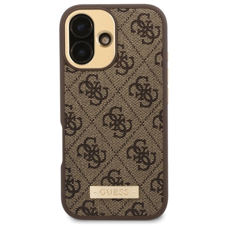 Guess GUHMP16SU4GPRW iPhone 16 6.1 brązowy/brown hardcase 4G Logo Plate MagSafe