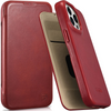 iCarer CE Premium Leather Folio Case skórzane etui iPhone 14 Pro z klapką magnetyczne MagSafe czerwony (WMI14220714-RD)