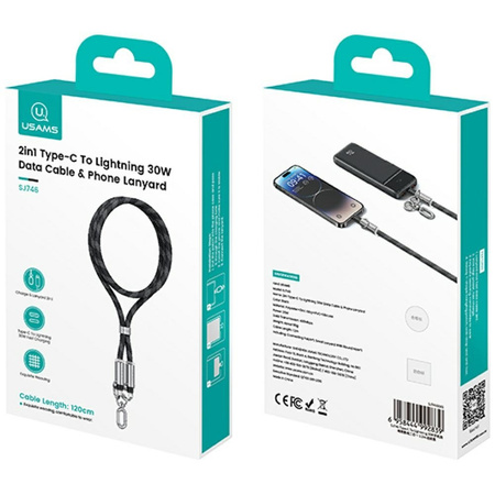 USAMS SMYCZ Z KABLEM 30W USB-C DO LIGHTNING 1,2M DO TELEFONÓW APPLE IPHONE