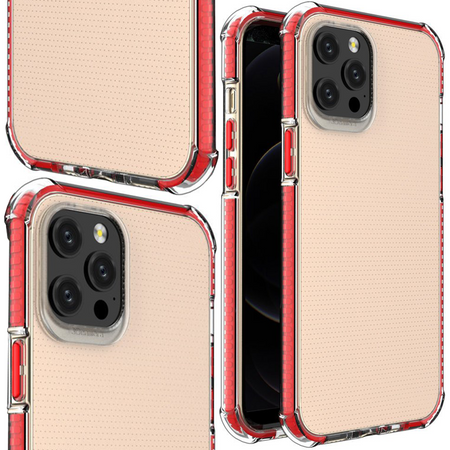 Spring Armor żelowy elastyczny pancerny pokrowiec z kolorową ramką do iPhone 12 Pro Max czerwony