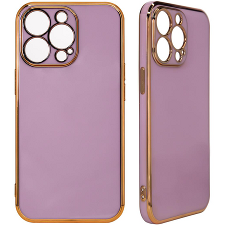 Lighting Color Case etui do iPhone 13 Pro Max żelowy pokrowiec ze złotą ramką fioletowy