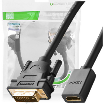 Ugreen kabel przewód adapter DVI (męski) - HDMI (żeński) 0.15m czarny (20118)