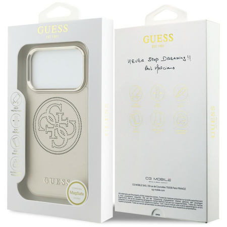 Etui Guess Perforated 4G MagSafe do iPhone 17 Pro Max beżowy