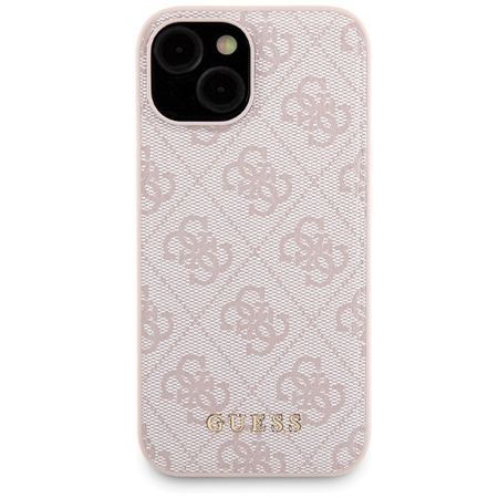 Zestaw Guess GUBPM5P15S4GEMGP iPhone15 6.1 hardcase + Powerbank 5000mAh MagSafe różowy/pink 4G Metal Logo