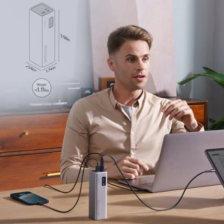 Powerbank Cuktech CUKP200XGLGR 100W 20000mAh 2 x USB-C 1 x USB-A - szary