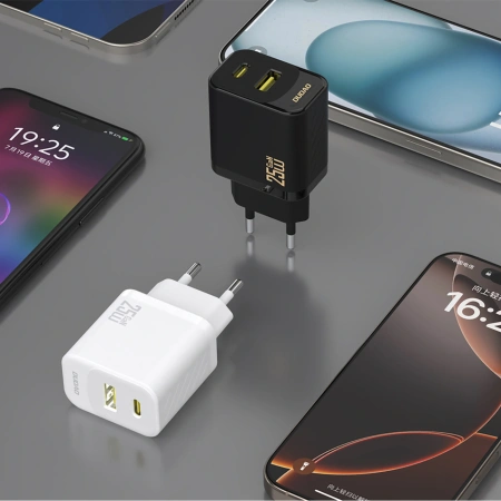 Ładowarka sieciowa Dudao A26TCEU PD QC 25W GaN USB-A USB-C z kablem USB-C - biała