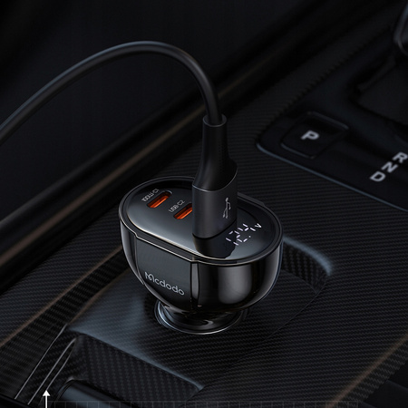 MCDODO MOCNA SZYBKA ŁADOWARKA SAMOCHODOWA MIERNIK 3X USB USB-C 128W LED