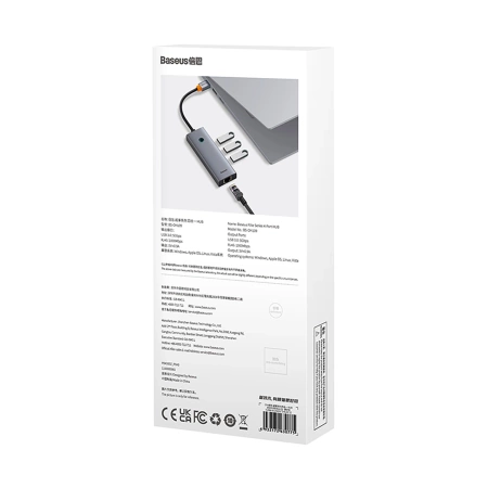 BASEUS HUB USB-A 4W1 DO LAPTOPA PC 3 X USB-A 3.0 RJ45 ZŁĄCZE SZYB