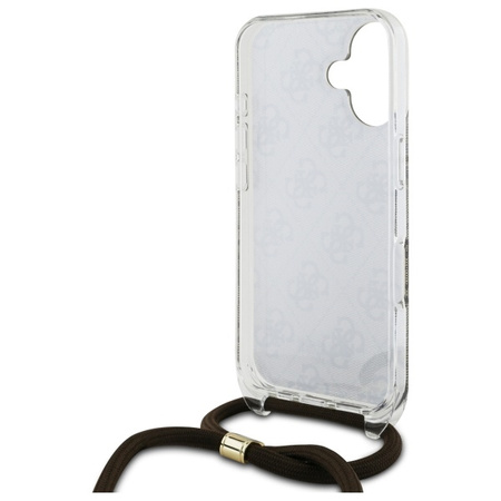 GUESS POKROWIEC HARDCASE CROSSBODY CORD DO IPHONE 16 6.1'' BROWN 4G PRINT