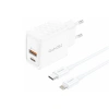 FONENG ładowarka sieciowa EU56 GaN PD 20W 1xUSB-C + 1xUSB QC3.0 + kabel USB-C - Lightning Biały