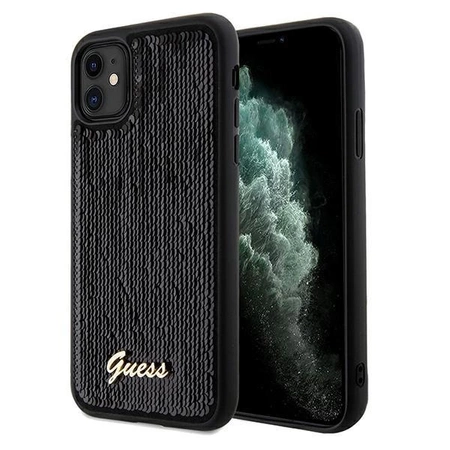 Etui Guess Sequin Script Metal na iPhone 11 / Xr - czarne