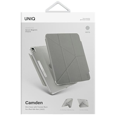Etui Uniq Camden na iPad 10 gen. (2022) - szare fossil Antimicrobial