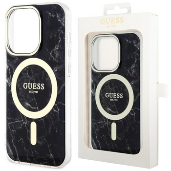Etui Guess GUHMP14XPCUMAK na iPhone 14 Pro Max 6.7" - czarne Marble MagSafe