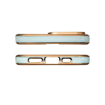Lighting Color Case etui do iPhone 13 Pro Max żelowy pokrowiec ze złotą ramką miętowy