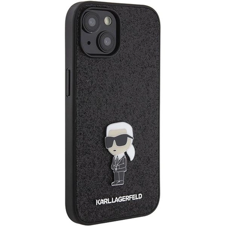 Etui Karl Lagerfeld Fixed Glitter Ikonik Logo Metal Pin do iPhone 15 - czarne