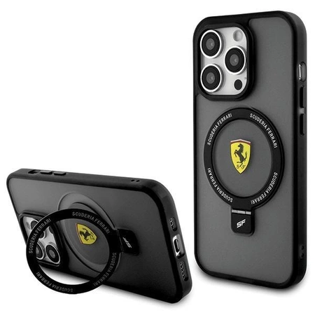 Etui Ferrari Ring Stand 2023 Collection MagSafe do iPhone 15 Pro Max - czarne