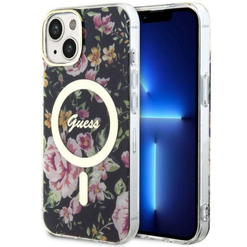 Etui Guess GUHMP14MHCFWSK na iPhone 14 Plus 6.7" - czarne Flower MagSafe