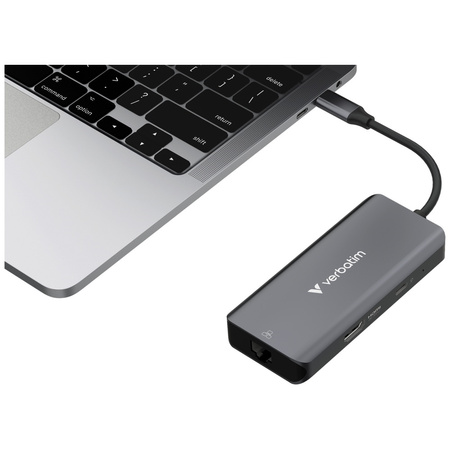 VERBATIM PRZEJŚCIÓWKA HUB 3xUSB-A HDMI 3.2 RJ45 DO LAPTOPA ALUMINIOWA 32157