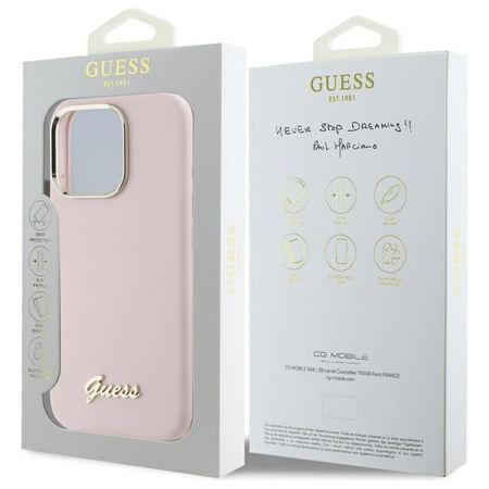 GUESS POKROWIEC SILIKONOWY HARDCASE DO IPHONE 16 PRO 6.3 Z METALOWYM LOGO