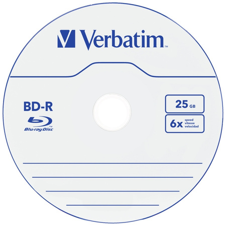 VERBATIM PŁYTY BLU-RAY 25GB BD-R 6X SL DO KOMPUTERA 5SZT DO NAGRYWANIA