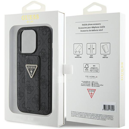 GUESS POKROWIEC DO IPHONE 15 PRO 6.1 HARDCASE GRIP STAND Z DODATKIEM STRASS