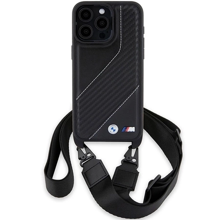 Etui BMW M Edition Carbon Stripe & Strap na iPhone 15 Pro Max - czarne