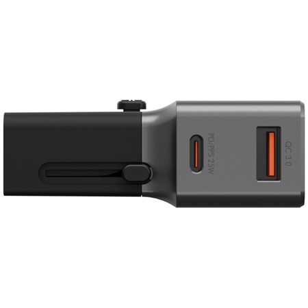 Adapter Energea TravelWorld 1A1C 25W czarny gunmetal
