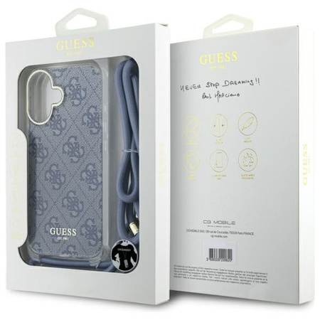 GUESS ETUI HARDCASE CROSSBODY CORD 4G DO IPHONE 16 6.1 Z DEKORACJĄ