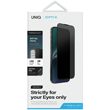 UNIQ OPTIX PRIVACY SZKŁO HARTOWANE DO IPHONE 15 6.1 / 14 PRO 6.1