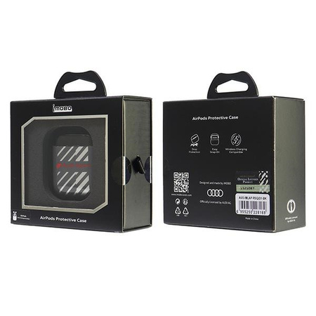 AUDI ETUI DO SŁUCHAWEK AIRPODS 1 2 CASE IML SPORT MAGNETYCZNE CZARNY