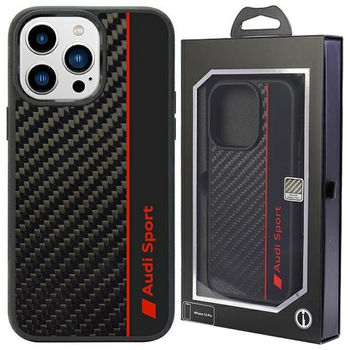 Etui Audi Carbon Fiber Stripe na iPhone 13 Pro Max 6.7" - czarne AUS-TPUPCIP13PM-R8/D1-BK