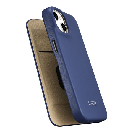 iCarer CE Premium Leather Folio Case skórzane etui iPhone 14 Plus z klapką magnetyczne MagSafe niebieski (WMI14220715-BU)