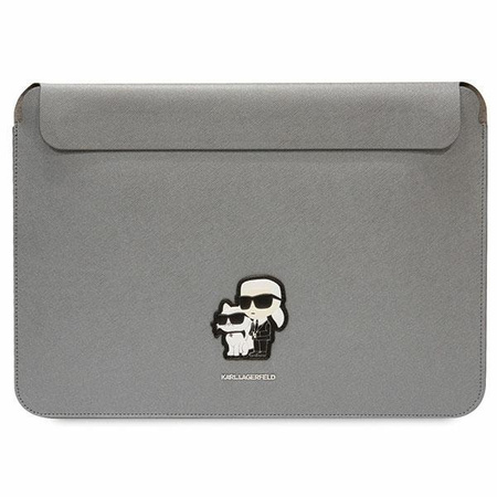Etui Karl Lagerfeld Sleeve KLCS14SAKCPMG 14" - srebrne Saffiano Karl&Choupette