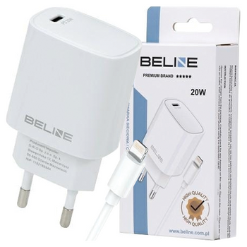 Beline Ład. siec. 1x USB-C 20W + kabellightning biała /white PD3.0  BLNCW20L