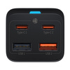 Baseus GaN3 Pro szybka ładowarka sieciowa GaN 2 x USB Typ C / 2 x USB 65W PD, QC4.0+, AFC, PPS + kabel USB Typ C - USB Typ C 1m czarny (CCGP040101)